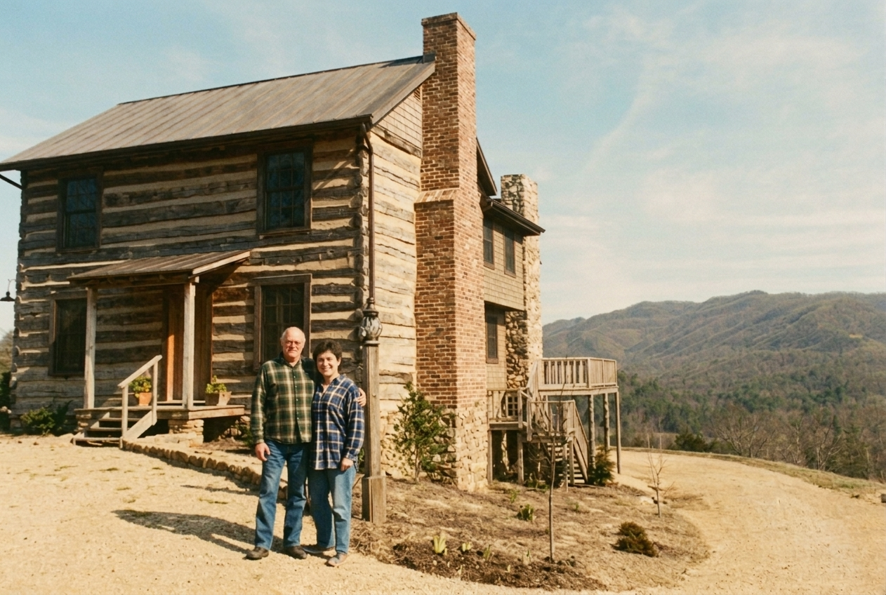 Tarry There farmhouse with original owners, archival photo